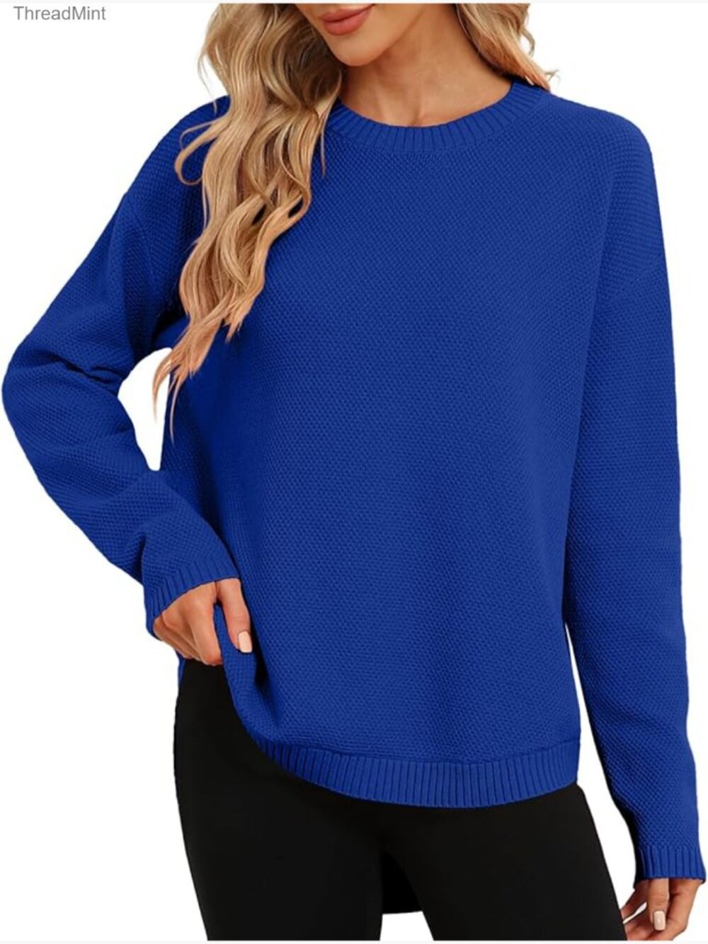Women's Oversized Crewneck Long Sleeve Knit Pullover Sweater Soft Relaxed Fit
